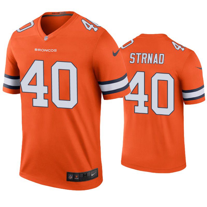 Men Denver Broncos #40 Justin Strnad Nike Orange Color Rush Legend NFL Jersey->denver broncos->NFL Jersey